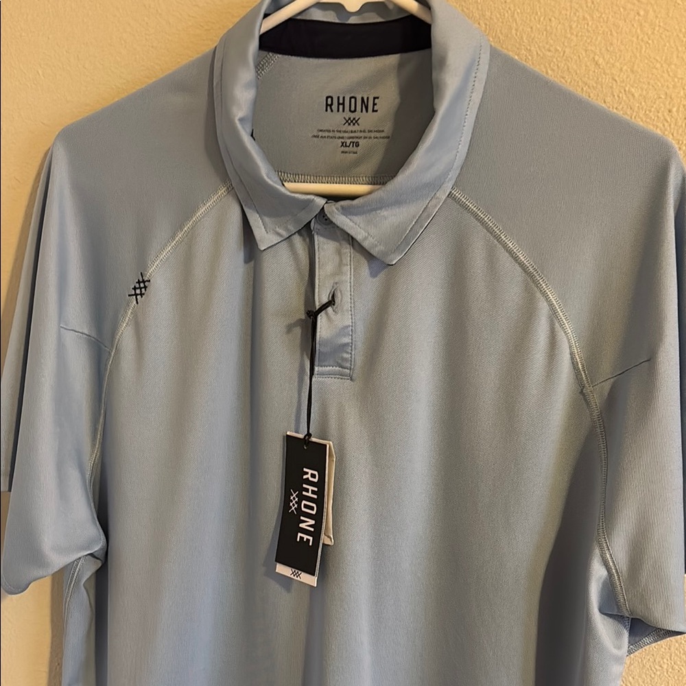 Rhone Blue Polo Shirt Premium Cotton Blend